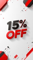 Black friday shopping banner 15% discount promotion business graphics dynamic environment eye-catching viewpoint