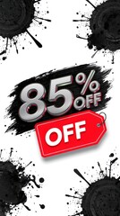 Black friday shopping banner 85% discount offer for businesses in a creative environment