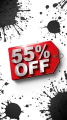 Black friday shopping banner 55% discount for business promotions in a creative graphic environment