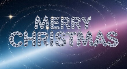 Sparkling diamond merry christmas text against a cosmic background with glittering stars creating a festive and luxurious holiday season atmosphere for designs