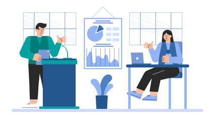 Corporate Workshop and Seminar Illustration Flat Vector Illustration