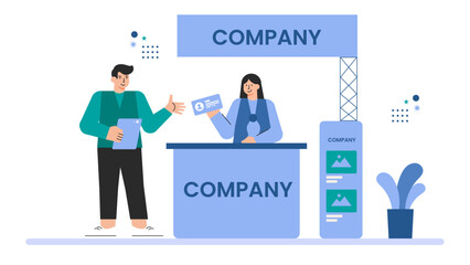 Business Exhibition and Trade Fair Concept Flat Vector Illustration