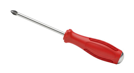 Red handled Phillips head screwdriver isolated on white background for DIY and repair concepts