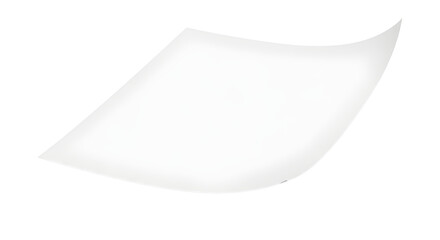 Blank white sheet of paper floating on white background