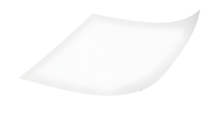 Blank white sheet of paper floating on white background