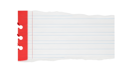 Torn piece of lined notebook paper on white background