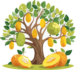 The Importance of Biodiversity: Illustration Highlighting the Unique Appearance and Texture of the Artocarpus Fruit, Encouraging Appreciation for Diverse Global Food Sources and Plant Life.