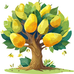 Infographic Element for Agricultural Research: Clean, Scalable Vector of the Jackfruit Plant Morphology, Suitable for Academic Presentations, Reports, and Horticulture Education.