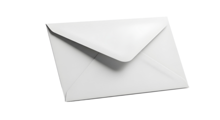 Blank white closed business envelope isolated on a pure white background for mailing and communication.