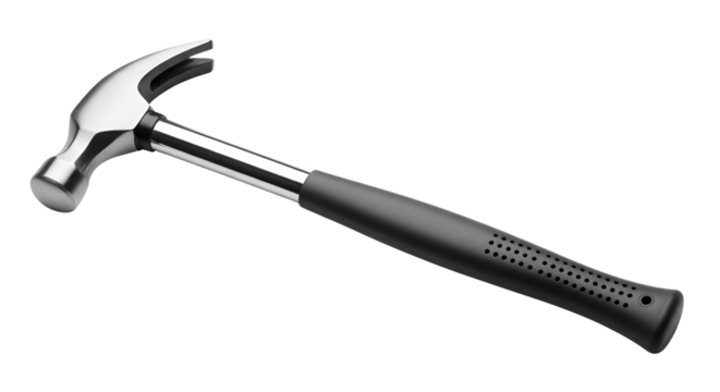 Modern chrome steel claw hammer tool isolated on white background for construction - Powered by Adobe