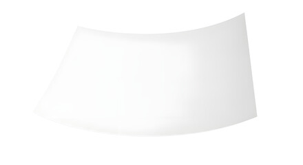 Blank white curved banner or label design element isolated on white background