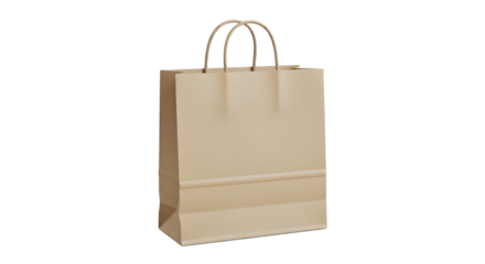 Blank Brown Paper Shopping Bag with Handles Isolated on White Background for Retail Packaging Mockup