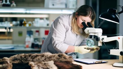 Medium shot of a researcher applying biodegradable dye on soft animal fur emphasizing sustainable and environmentally safe coloring techniques