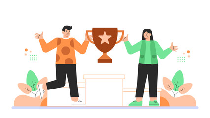 Motivational Leadership and Vision Concept Flat Vector Illustration