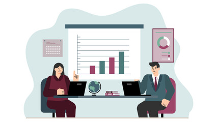 Corporate Training Session with Mentor Flat Vector Illustration