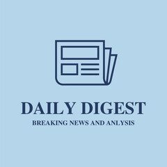 Daily Digest Breaking News and Analysis Logo Featuring a Minimalist Newspaper Outline Icon, Perfect for Media Outlets, Journalism, Reporting, and Digital Information Platforms Branding