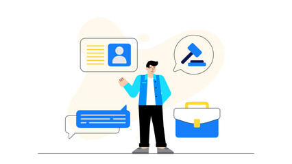 Business People Consulting with Lawyer Flat Vector Illustration