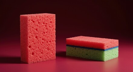 A vibrant, porous cleaning tool, essential for maintaining pristine surfaces and everyday hygiene. It symbolizes freshness and utility ,essential ,household item ,lather