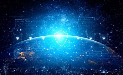 A concept of an advanced cybersecurity system. The futuristic interface shows a multi-factor authentication process using a secure password or PIN for enhanced data protection. Fermion