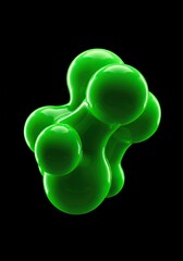 A vibrant, unsettling green liquid substance forms an abstract, fluid design, evoking an ominous and mysterious glow ,laboratory ,slime ,light