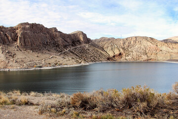 Boysen Reservoir below the Owl Creek Mountains at the Entrance to the Wind River Canyon Scenic Byway in Central Wyoming.