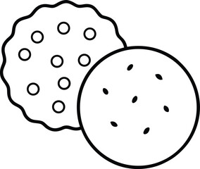 Cookies and Biscuits Line Art Transparent Background