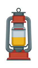 Red and gray oil lantern with yellow fuel