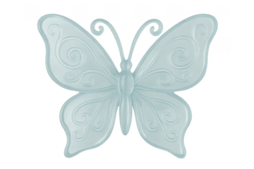 Transparent light blue glass butterfly with ornate wings