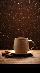A warm, inviting indoor scene contrasts with heavy snowfall outside, setting a perfect mood for cozy winter contemplation and seasonal discussions ,peaceful ,comfort ,contemplation
