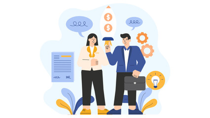 B2B Marketing and Partnership Concept Flat Vector Illustration