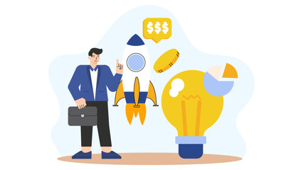Crowdfunding for Startup Business Flat Vector Illustration