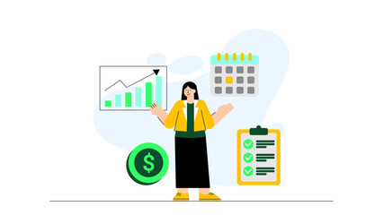 Business People Discussing Retirement Planning Flat Vector Illustration