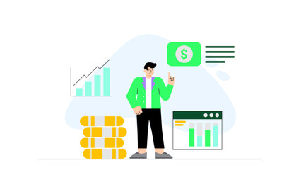 Wealth Creation and Investment Portfolio Concept Flat Vector Illustration