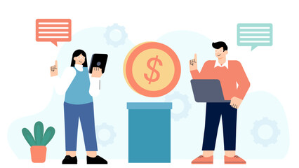 Financial Technology (Fintech) Services Flat Vector Illustration