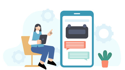 Business Using AI Chatbot for Customer Service Flat Vector Illustration