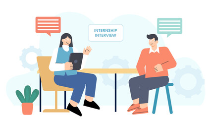 Flat Design Business Internship Interview Concept Flat Vector Illustration