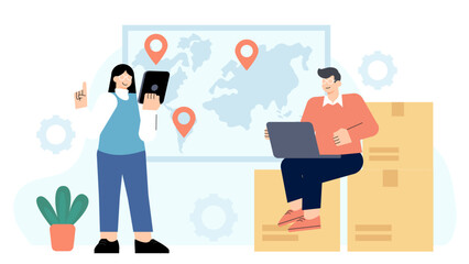 Global Supply Chain Management Flat Vector Illustration