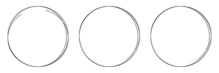 Hand drawn circle line sketch set. Circular vector image. Vector brush strokes circles of paint on white background, doodle round circles for message note mark