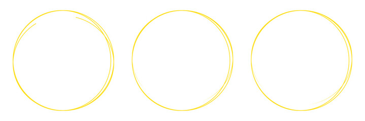 Hand drawn circle line sketch set. Circular vector image. Vector brush strokes circles of paint on white background, doodle round circles for message note mark © Daishin
