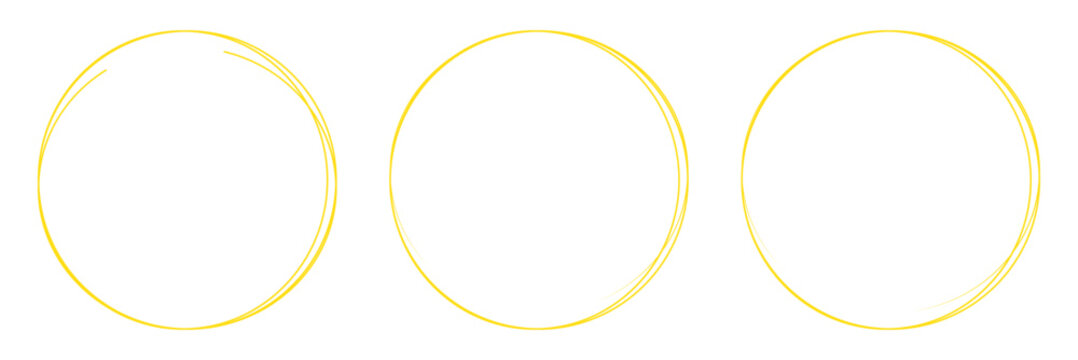 Hand drawn circle line sketch set. Circular vector image. Vector brush strokes circles of paint on white background, doodle round circles for message note mark