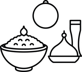 Middle Eastern Cuisine Line Art Transparent Background