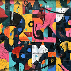 Vibrant Abstract Graffiti Wall