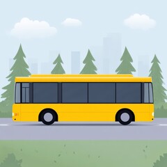 City bus line with eco-friendly redesign banner, Electric school bus