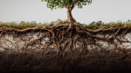 Soil and Roots Close-Up - Symbol of Life on Earth