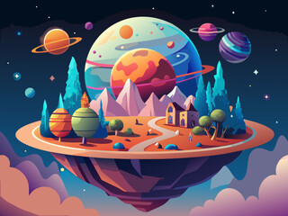 colorful cartoon fantasy planet