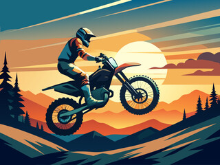 Motocross Rider in Mountain Landscape