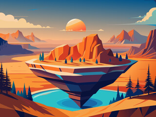 Fantasy Mountain on Floating Land