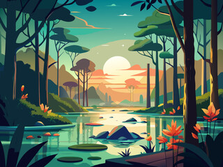 swamp vector  illustration 