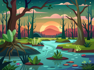 swamp vector  illustration 