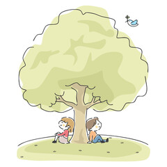 かわいい男の子と女の子のイラスト